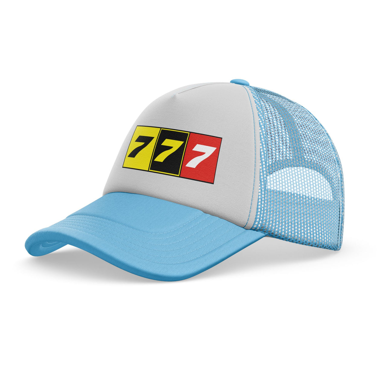 Flat Colourful 777 Designed Trucker Caps & Hats