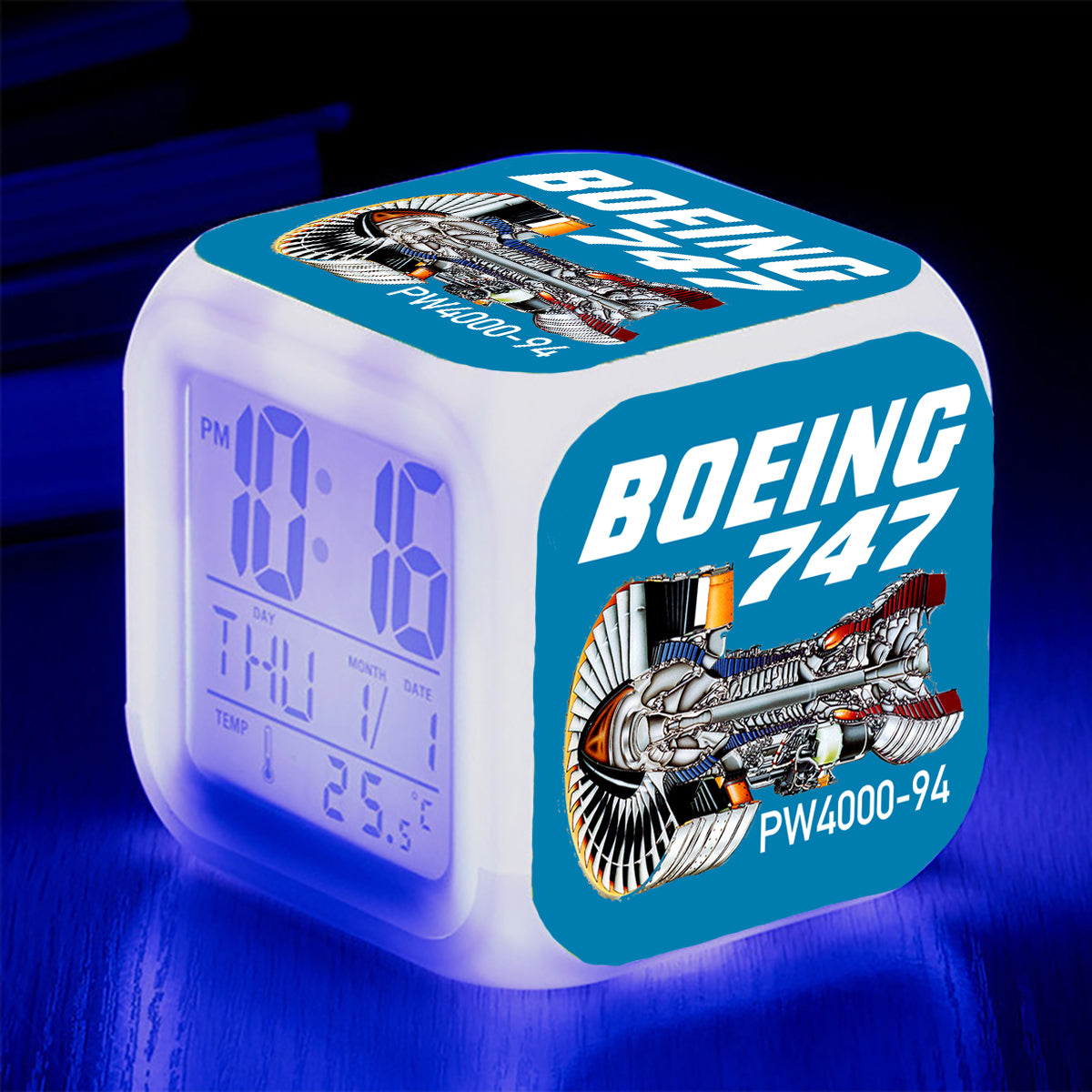 Boeing 747 & PW4000-94 Engine Designed "7 Colour" Digital Alarm Clock