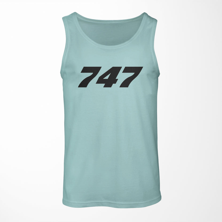 747 Flat Text Designed Tank Tops