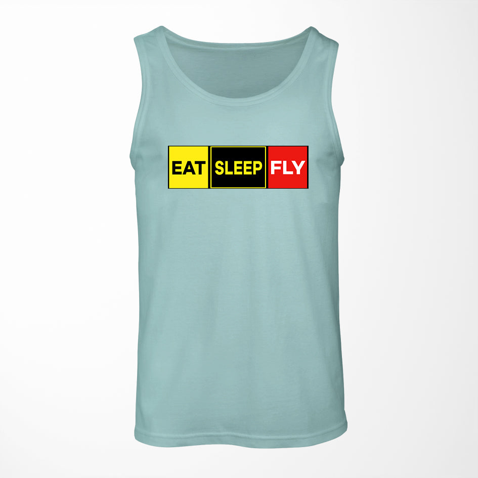 Eat Sleep Fly (Colourful) Designed Tank Tops
