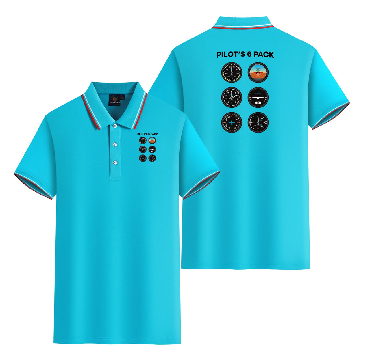 Pilot's 6 Pack Designed Stylish Polo T-Shirts (Double-Side)