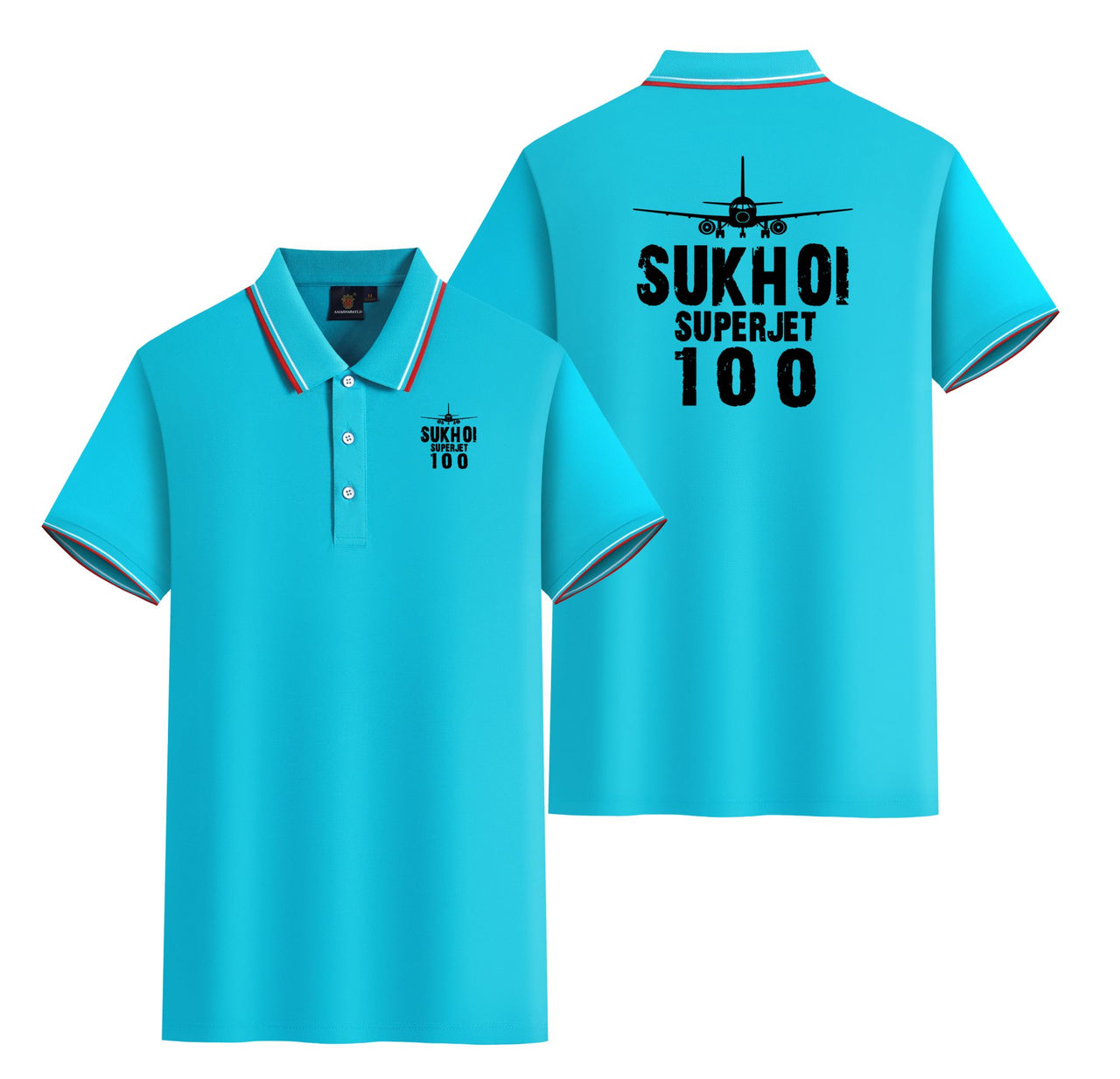 Sukhoi Superjet 100 & Plane Designed Stylish Polo T-Shirts (Double-Side)