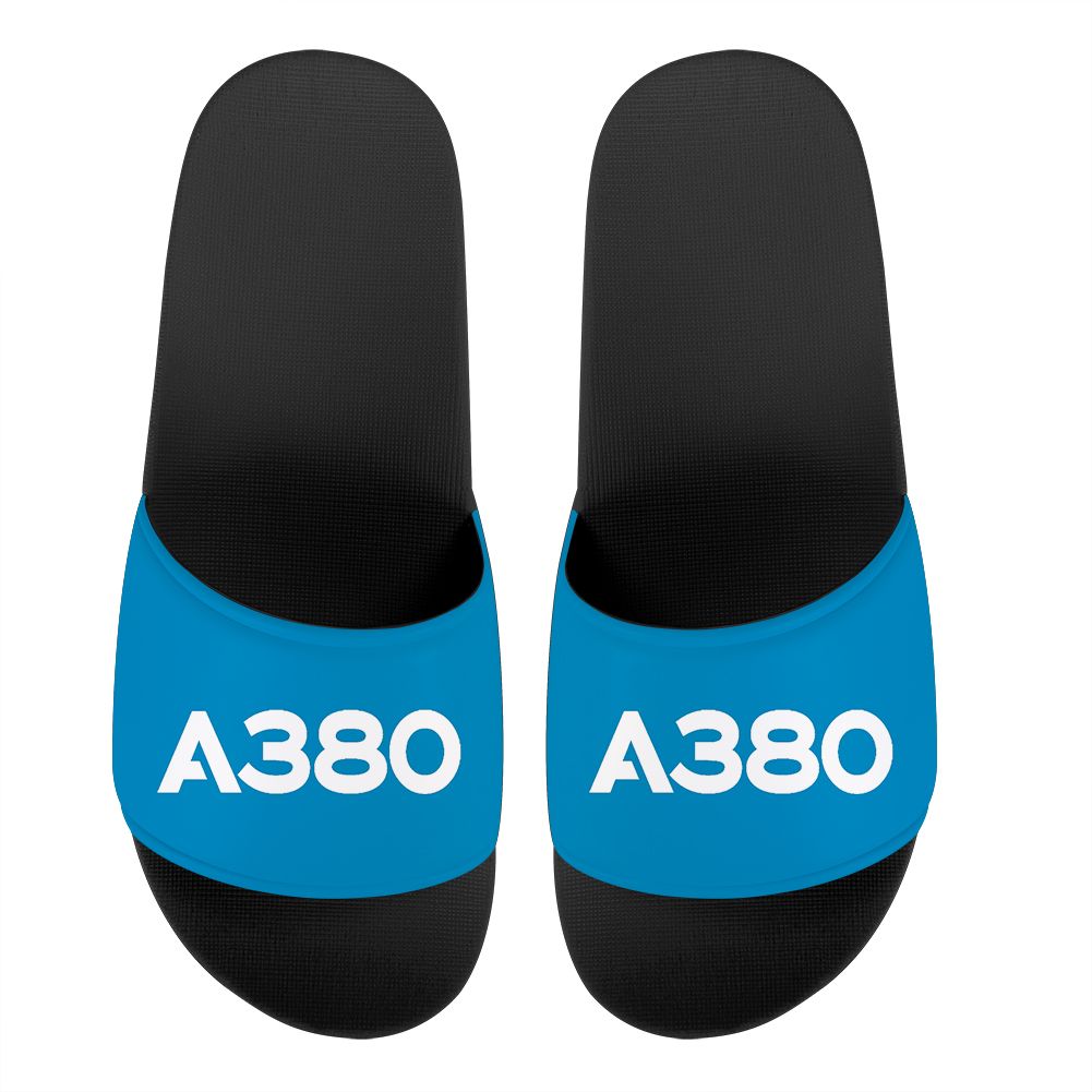 A380 Flat Text Designed Sport Slippers