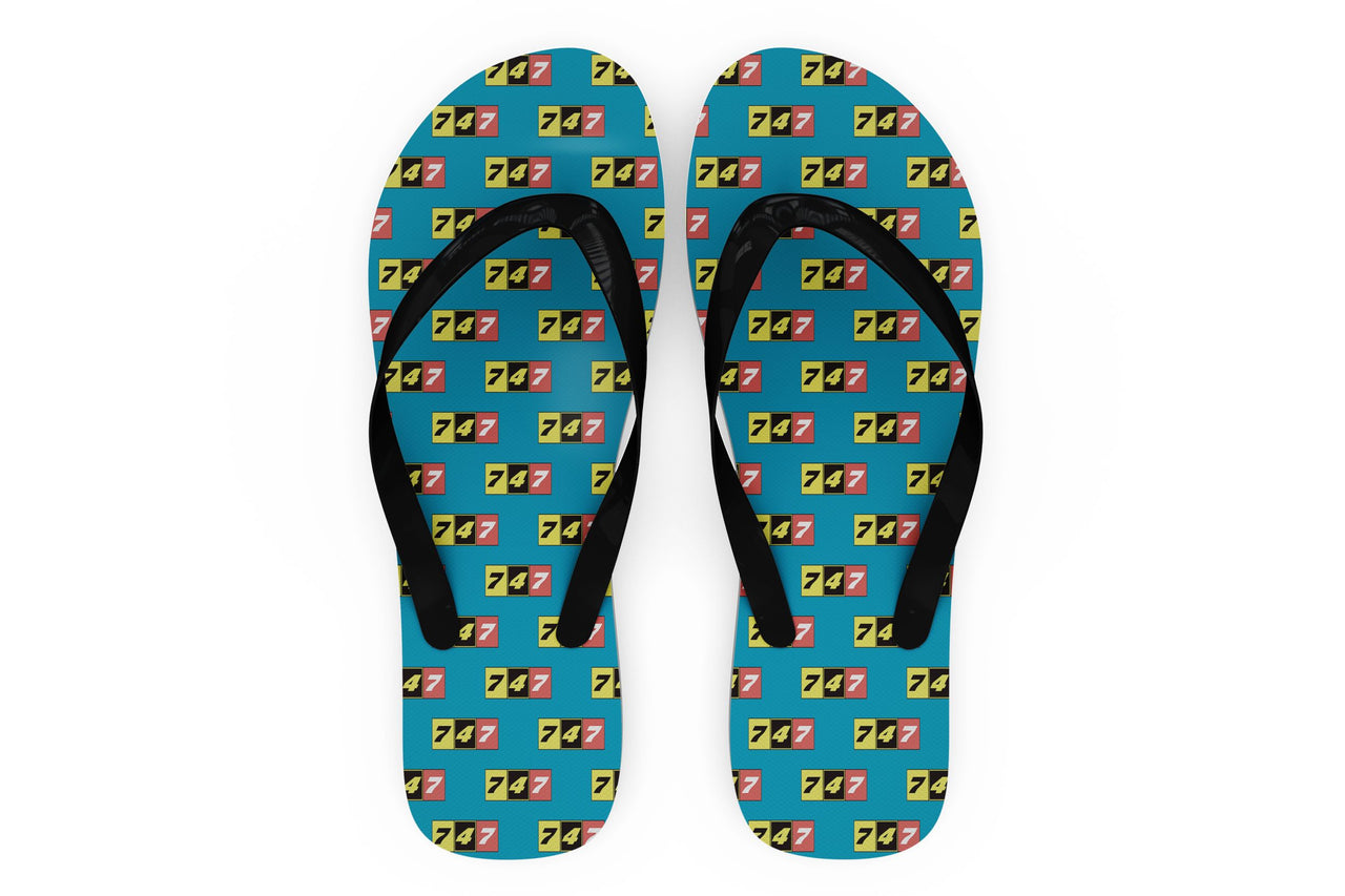 Flat Colourful 747 Designed Slippers (Flip Flops)