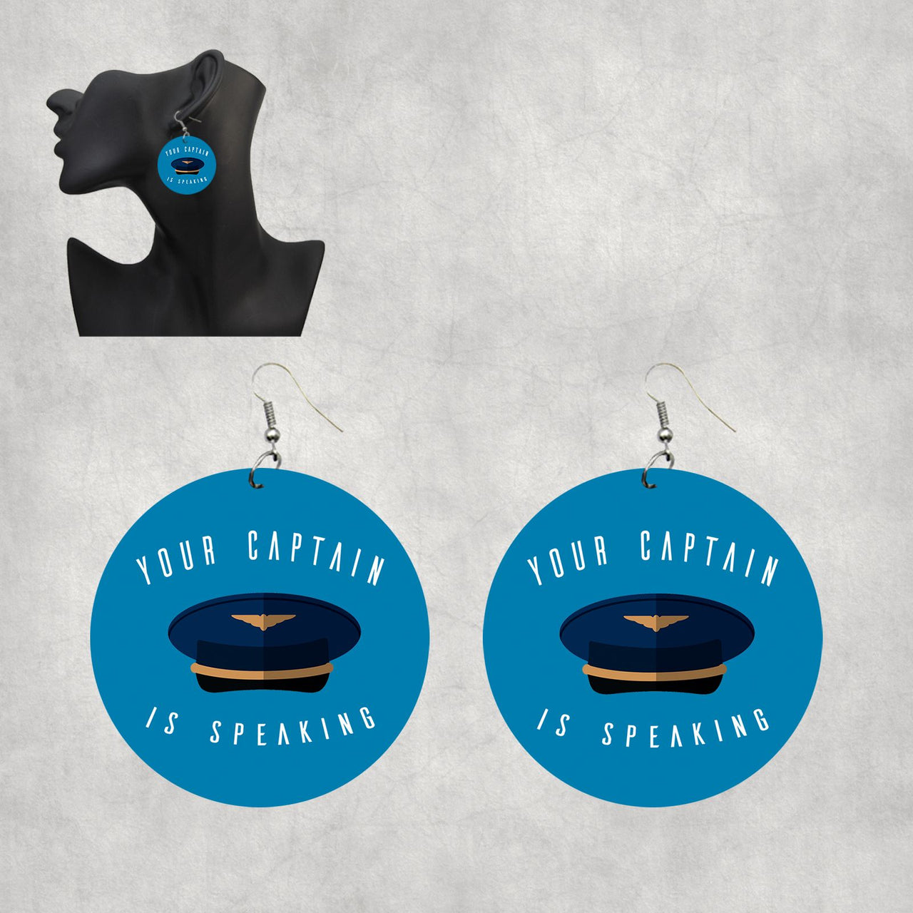 Your Captain Is Speaking Designed Wooden Drop Earrings