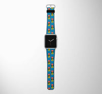 Thumbnail for Flat Colourful 747 Designed Leather Apple Watch Straps