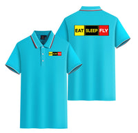 Thumbnail for Eat Sleep Fly (Colourful) Designed Stylish Polo T-Shirts (Double-Side)