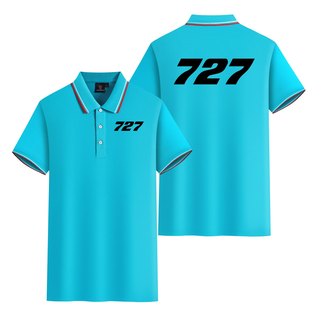 727 Flat Text Designed Stylish Polo T-Shirts (Double-Side)