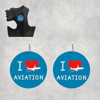 Thumbnail for I Love Aviation Designed Wooden Drop Earrings