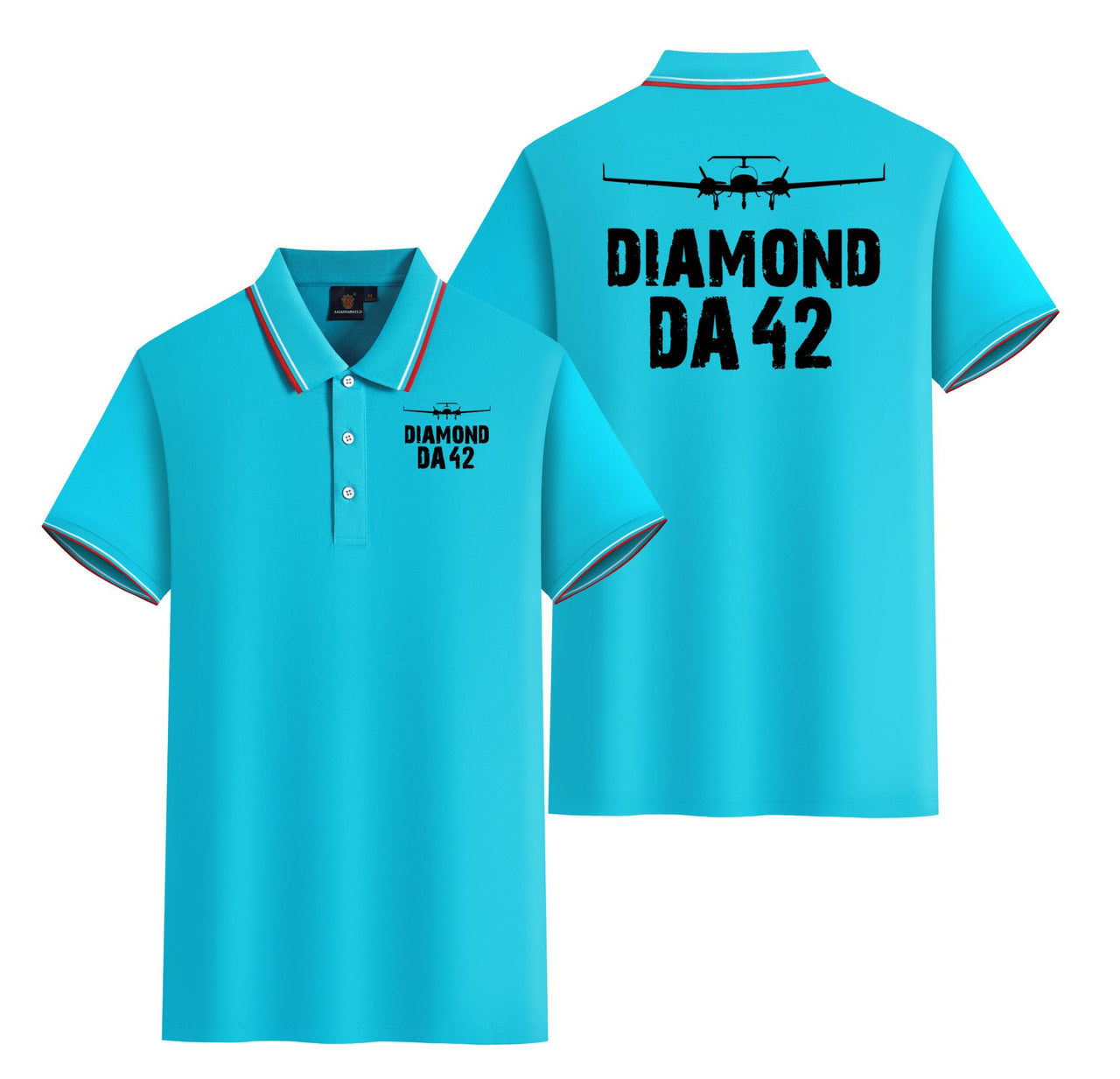 Diamond DA42 & Plane Designed Stylish Polo T-Shirts (Double-Side)
