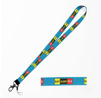 Thumbnail for Eat Sleep Fly (Colourful) Designed Lanyard & ID Holders