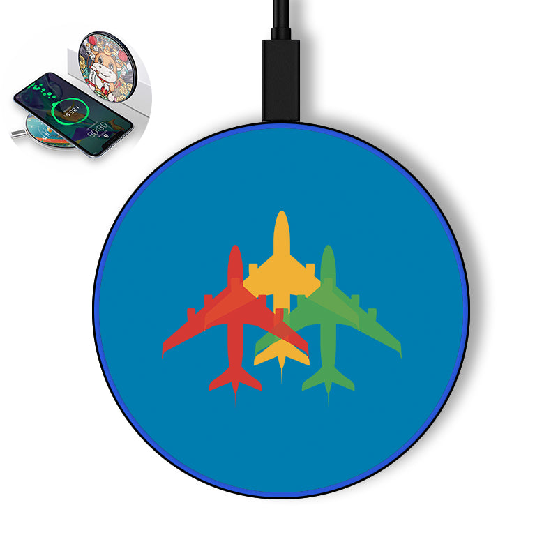 Colourful 3 Airplanes Designed Wireless Chargers
