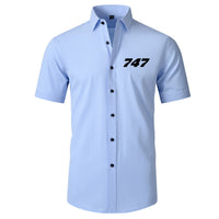 Thumbnail for 747 Flat Text Designed Short Sleeve Shirts