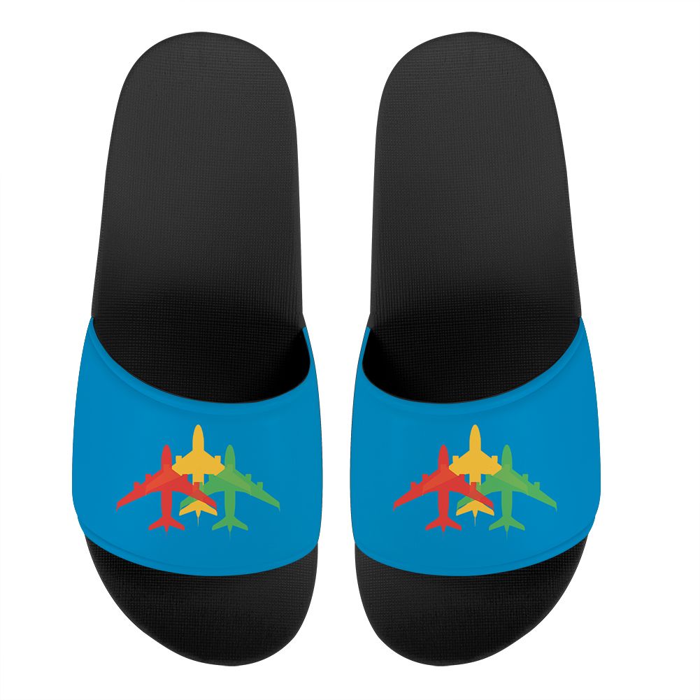 Colourful 3 Airplanes Designed Sport Slippers