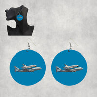 Thumbnail for Space shuttle on 747 Designed Wooden Drop Earrings
