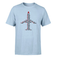 Thumbnail for Airplane Shape Aviation Alphabet Designed T-Shirts