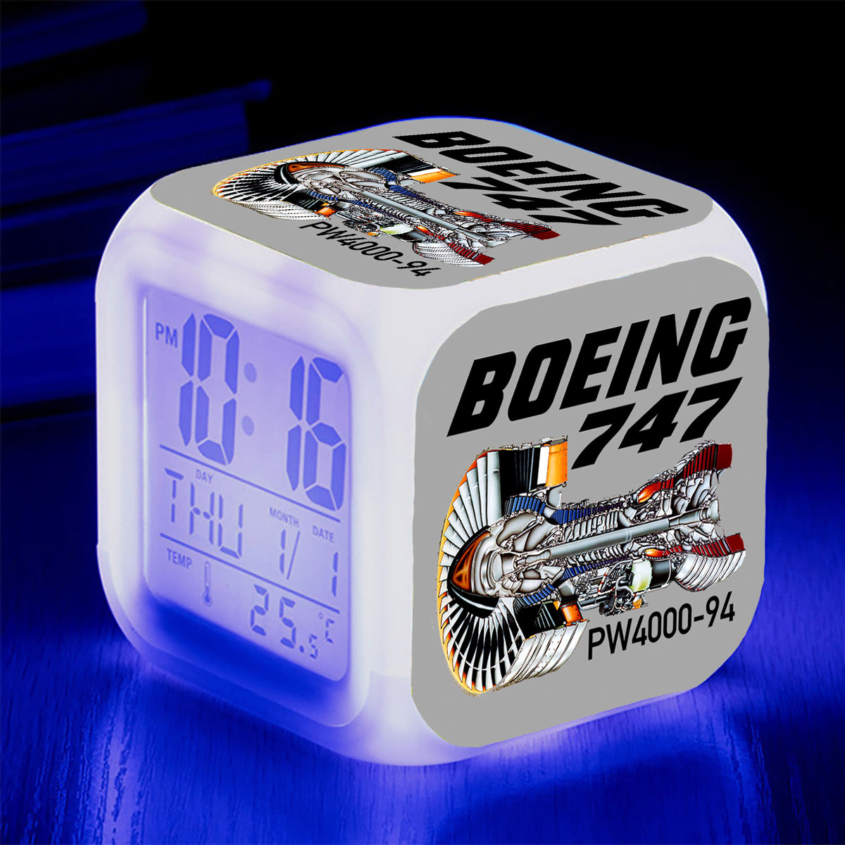 Boeing 747 & PW4000-94 Engine Designed "7 Colour" Digital Alarm Clock