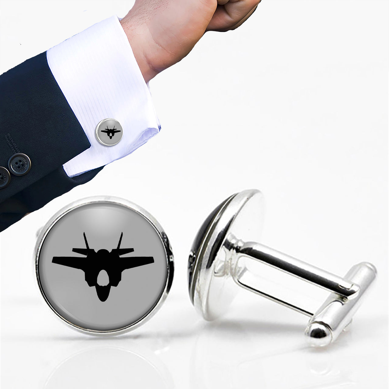 Fighter Jet 35 Silhouette Designed Cuff Links