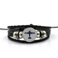 Thumbnail for Eat Sleep Fly & Propeller Designed Leather Bracelets