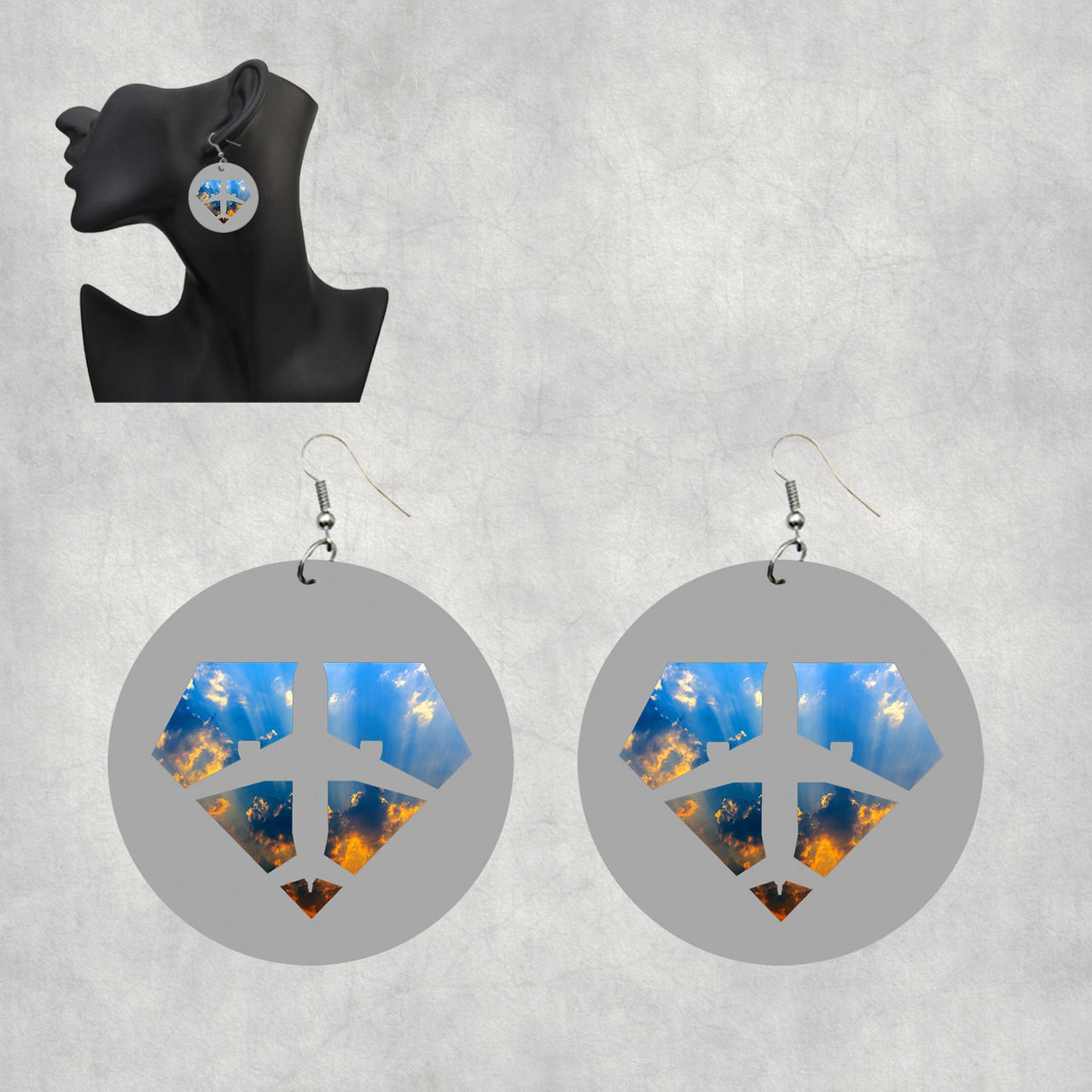 Supermen of The Skies (Sunrise) Designed Wooden Drop Earrings