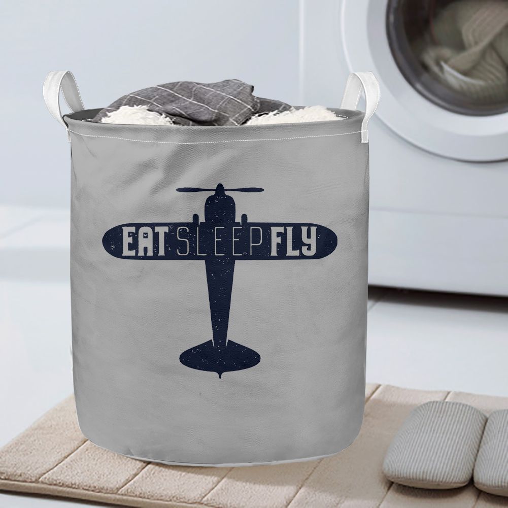 Eat Sleep Fly & Propeller Designed Laundry Baskets