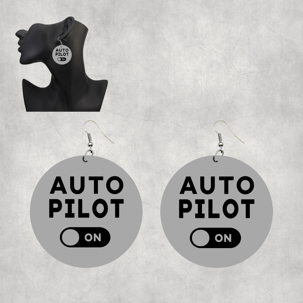 Auto Pilot ON Designed Wooden Drop Earrings