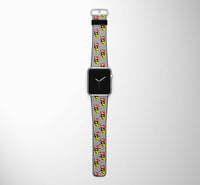 Thumbnail for Flat Colourful 747 Designed Leather Apple Watch Straps