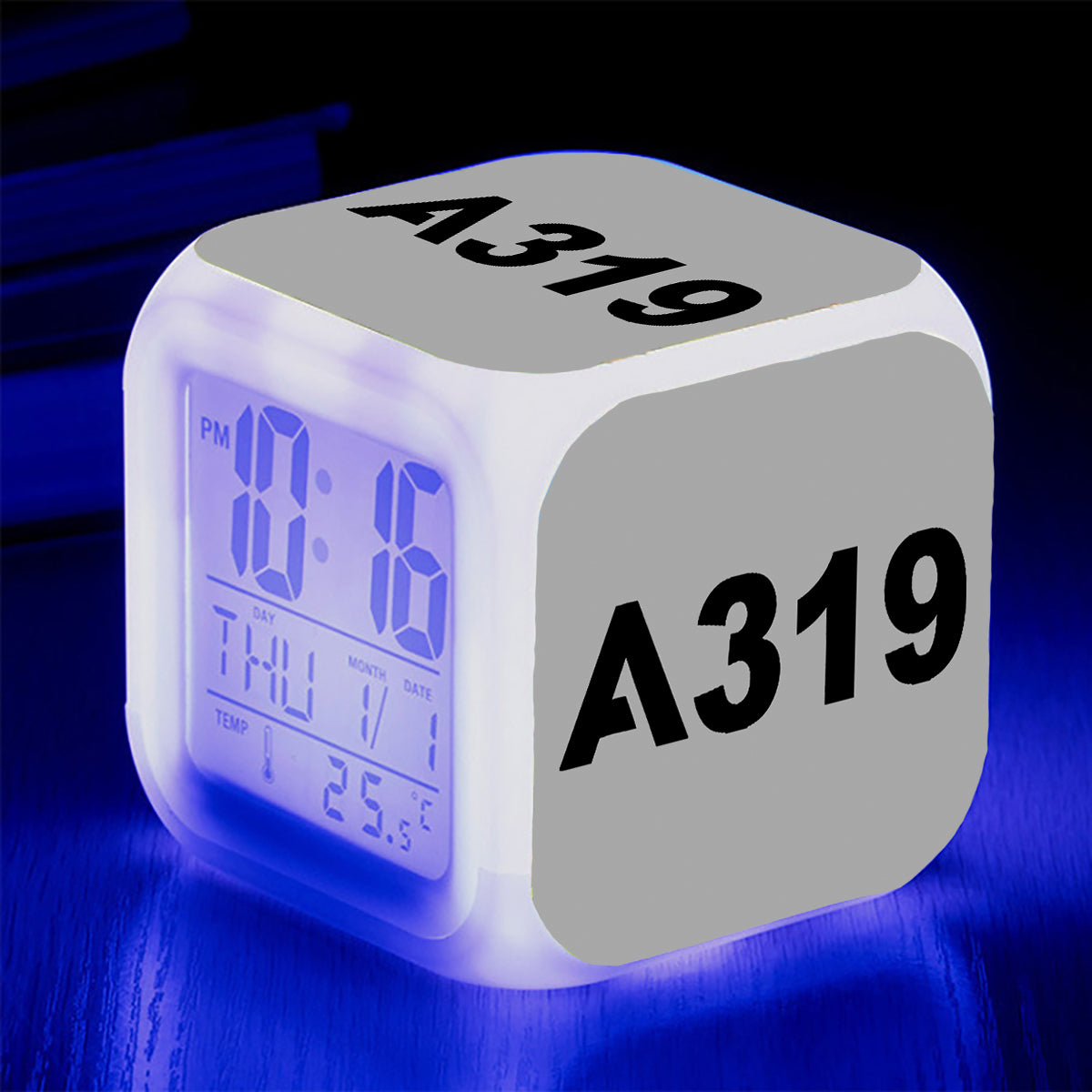 A319 Flat Text Designed "7 Colour" Digital Alarm Clock