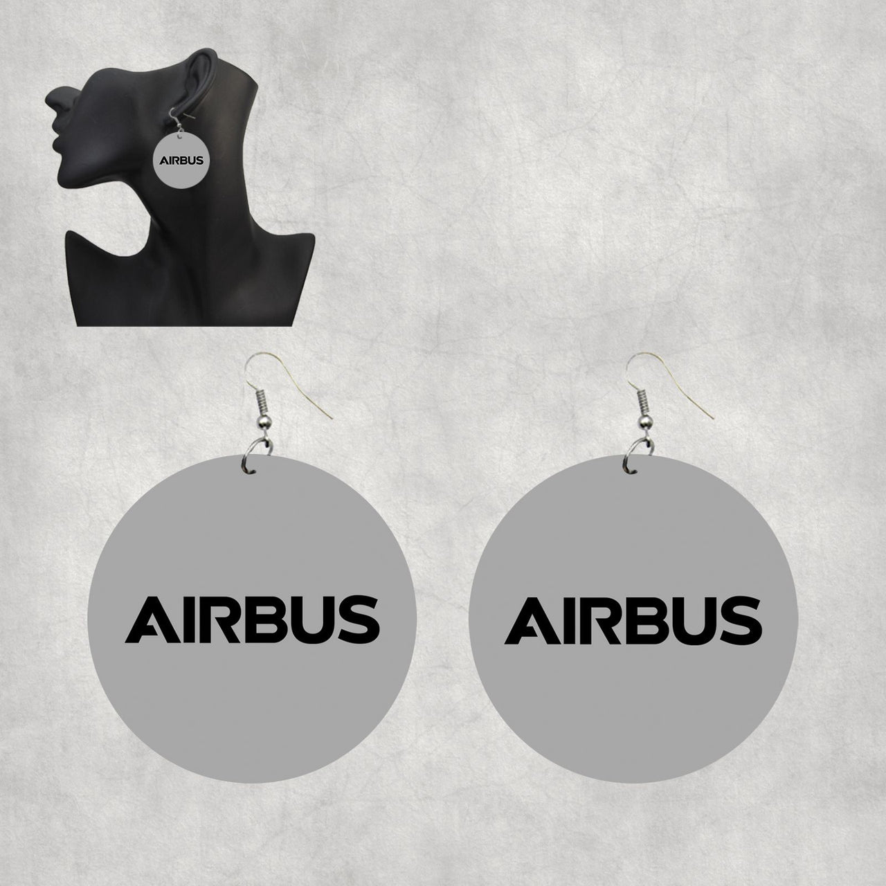 Airbus & Text Designed Wooden Drop Earrings