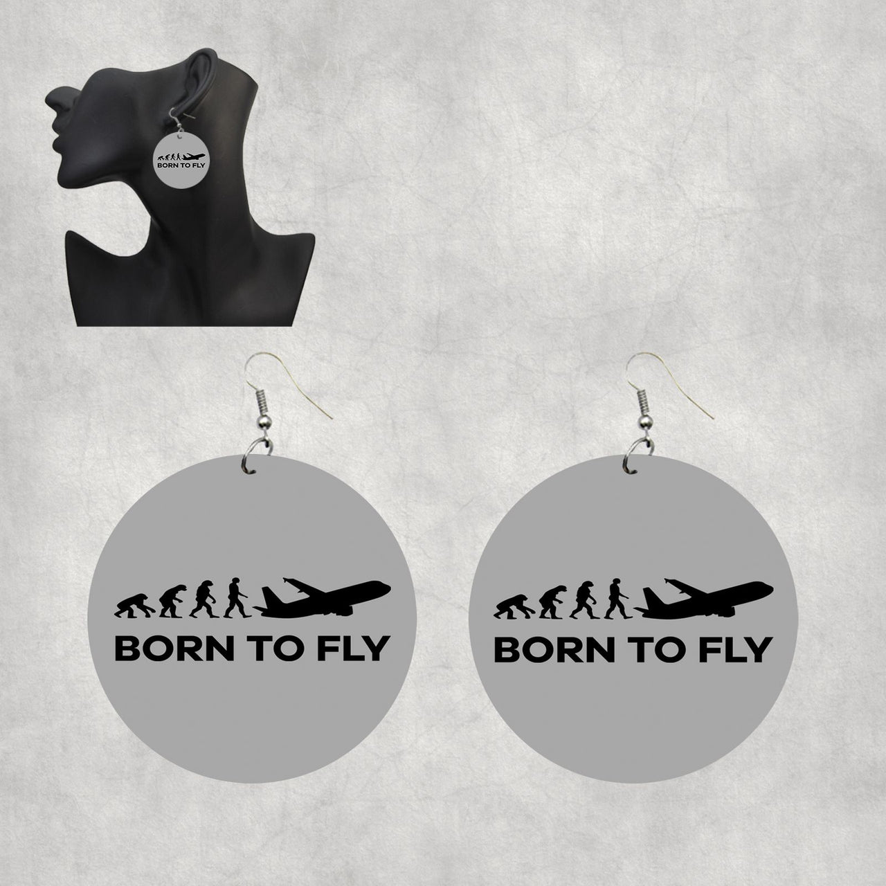 Born To Fly Designed Wooden Drop Earrings