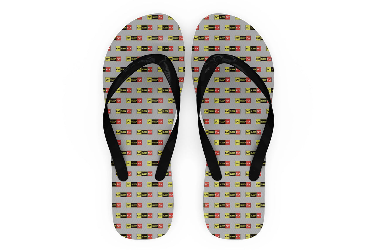 Eat Sleep Fly (Colourful) Designed Slippers (Flip Flops)