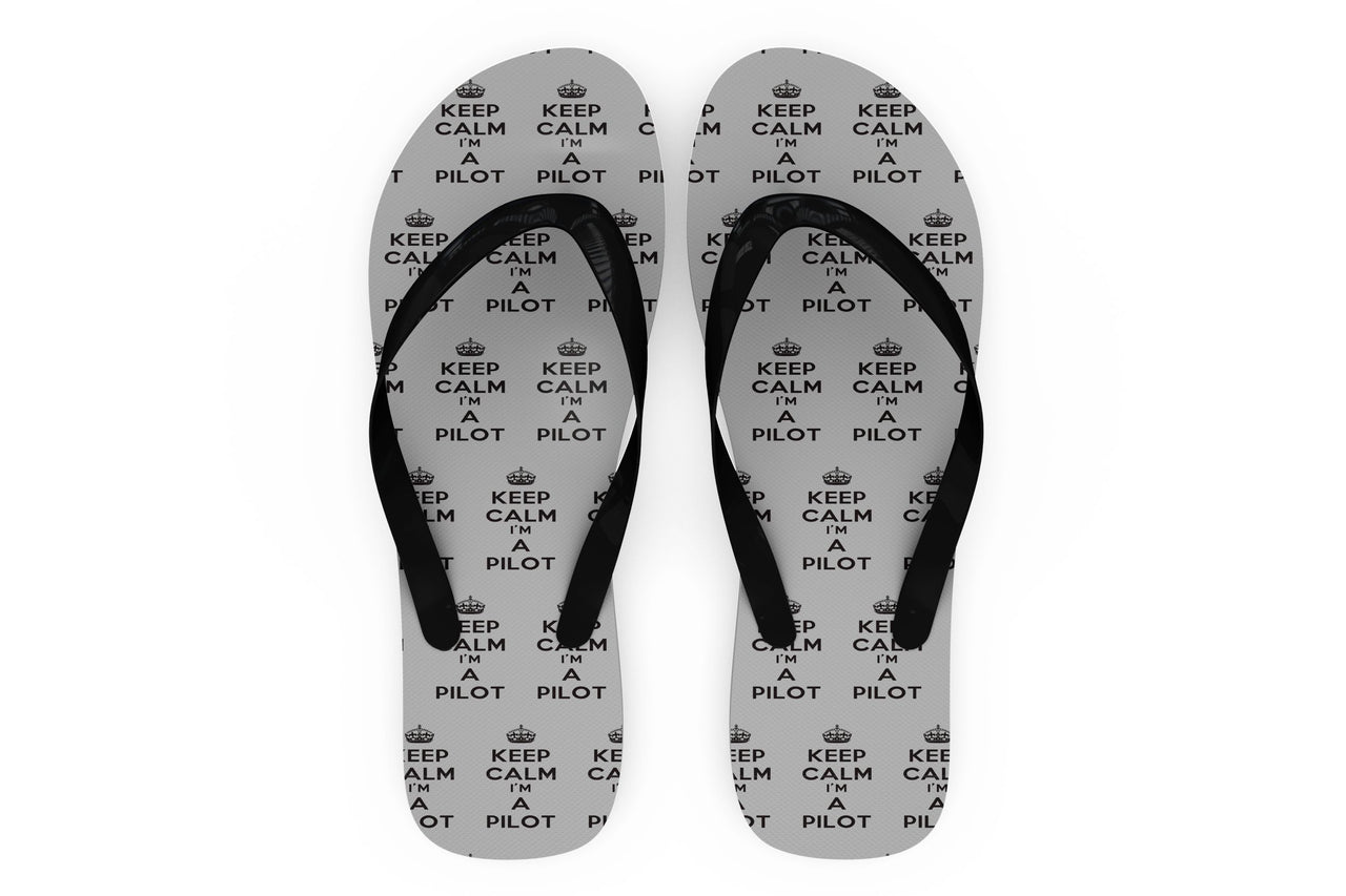 Keep Calm I'm a Pilot Designed Slippers (Flip Flops)