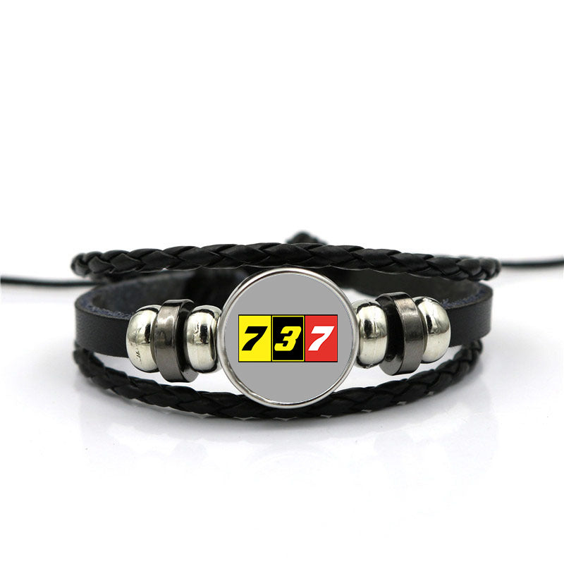 Flat Colourful 737 Designed Leather Bracelets
