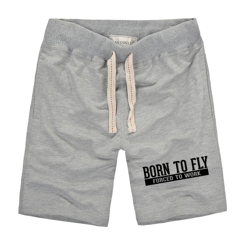 Born To Fly Forced To Work Designed Cotton Shorts