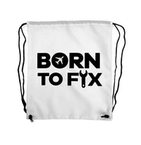 Thumbnail for Born To Fix Airplanes Designed Drawstring Bags