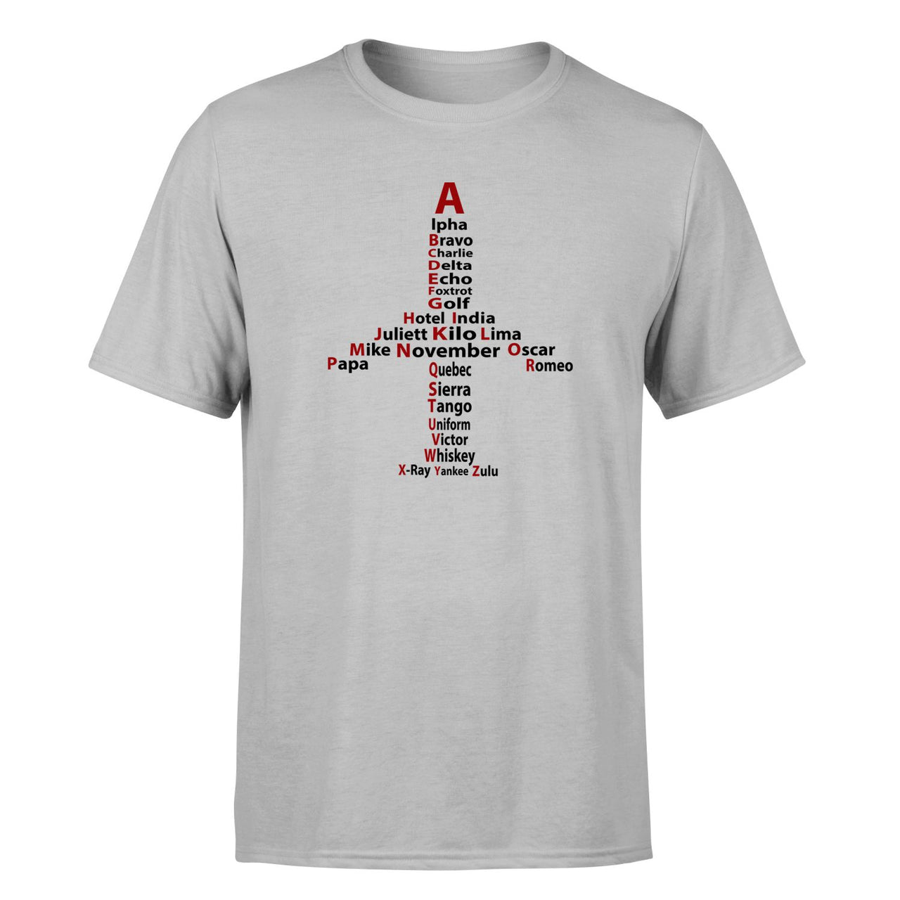 Airplane Shape Aviation Alphabet Designed T-Shirts