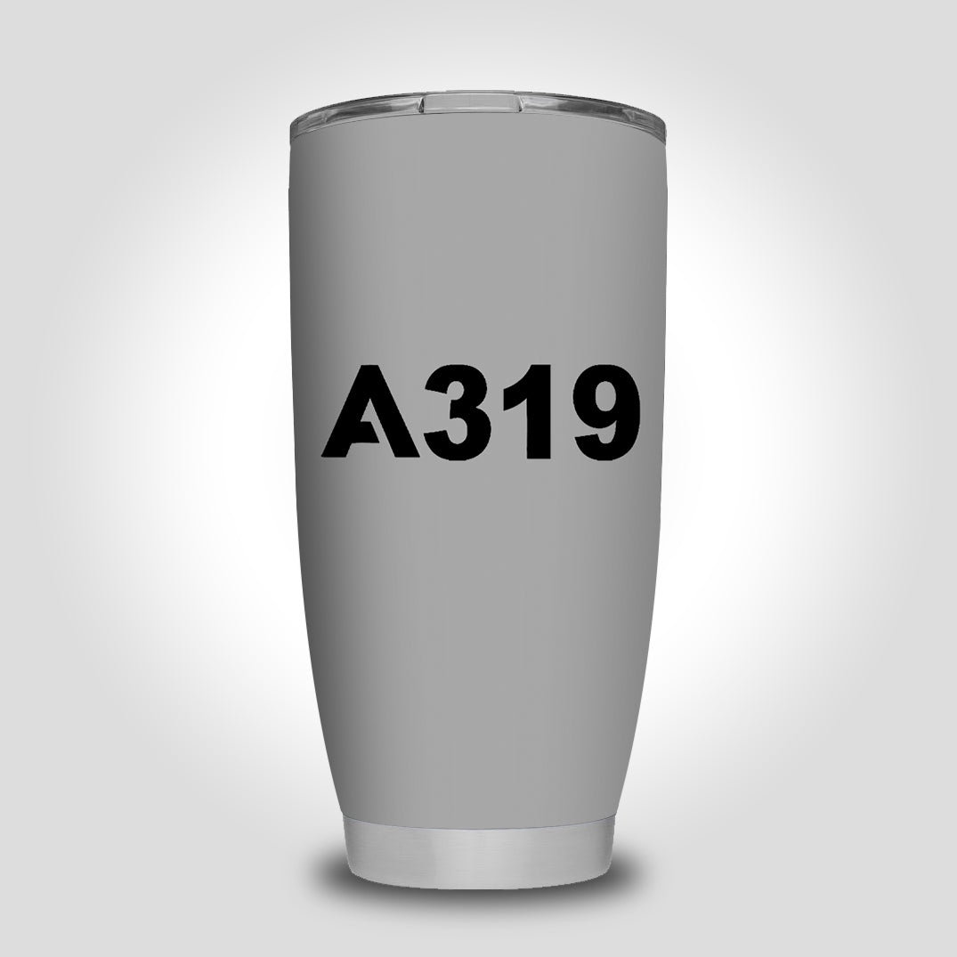 A319 Flat Text Designed Tumbler Travel Mugs