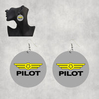 Thumbnail for Pilot & Badge Designed Wooden Drop Earrings