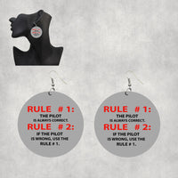 Thumbnail for Rule 1 - Pilot is Always Correct Designed Wooden Drop Earrings