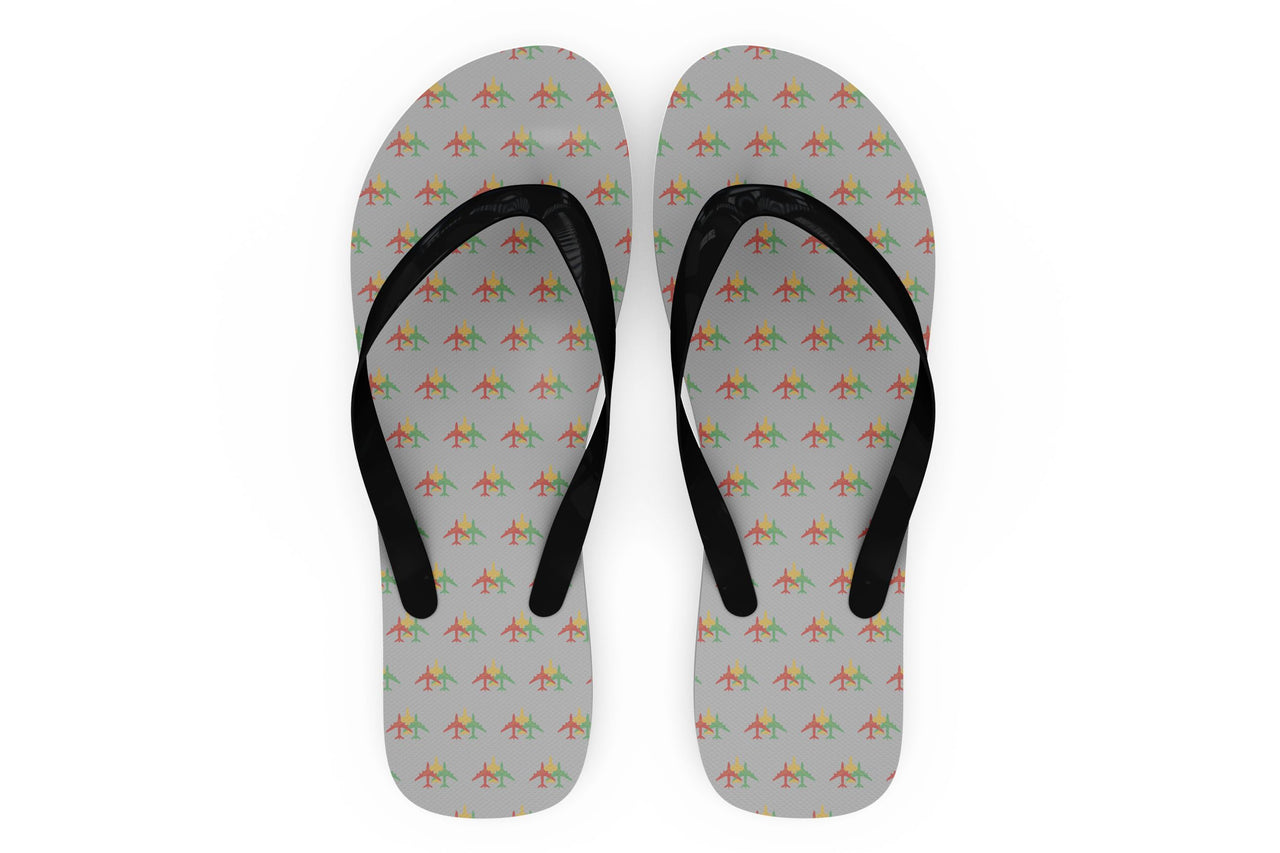 Colourful 3 Airplanes Designed Slippers (Flip Flops)