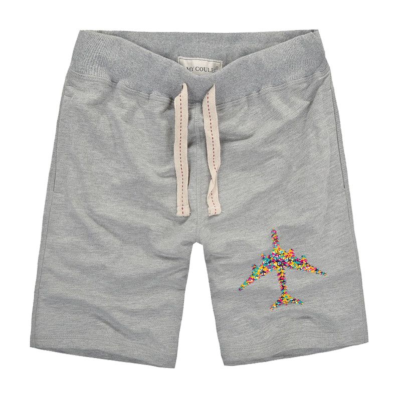 Colourful Airplane Designed Cotton Shorts