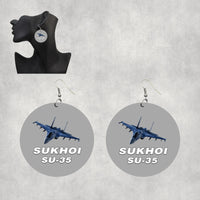 Thumbnail for The Sukhoi SU-35 Designed Wooden Drop Earrings