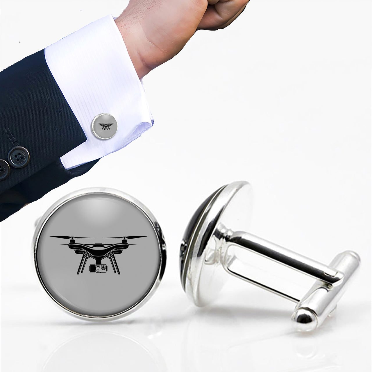 Drone Silhouette Designed Cuff Links