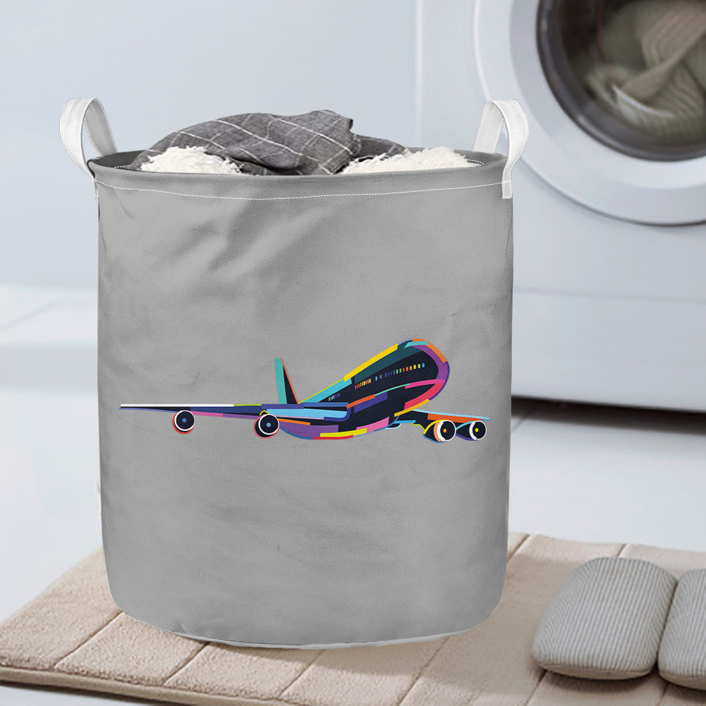 Multicolor Airplane Designed Laundry Baskets