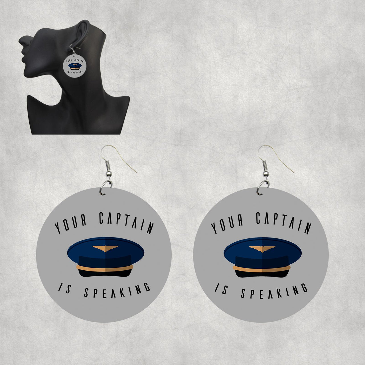 Your Captain Is Speaking Designed Wooden Drop Earrings