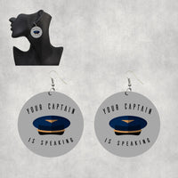 Thumbnail for Your Captain Is Speaking Designed Wooden Drop Earrings
