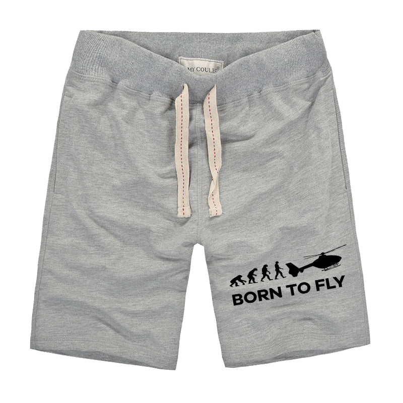 Born To Fly Helicopter Designed Cotton Shorts