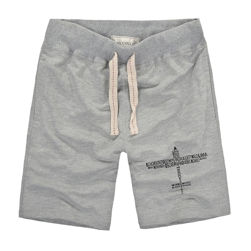 Propeller Shape Aviation Alphabet Designed Cotton Shorts