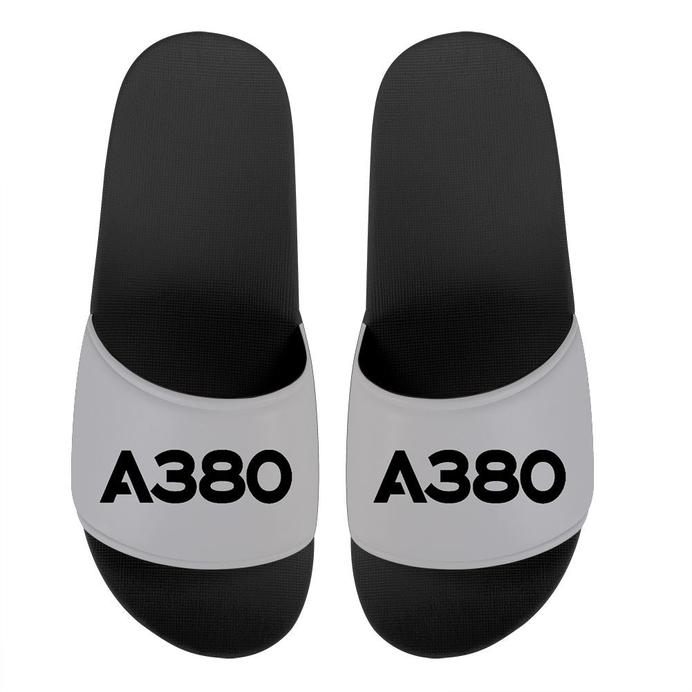 A380 Flat Text Designed Sport Slippers