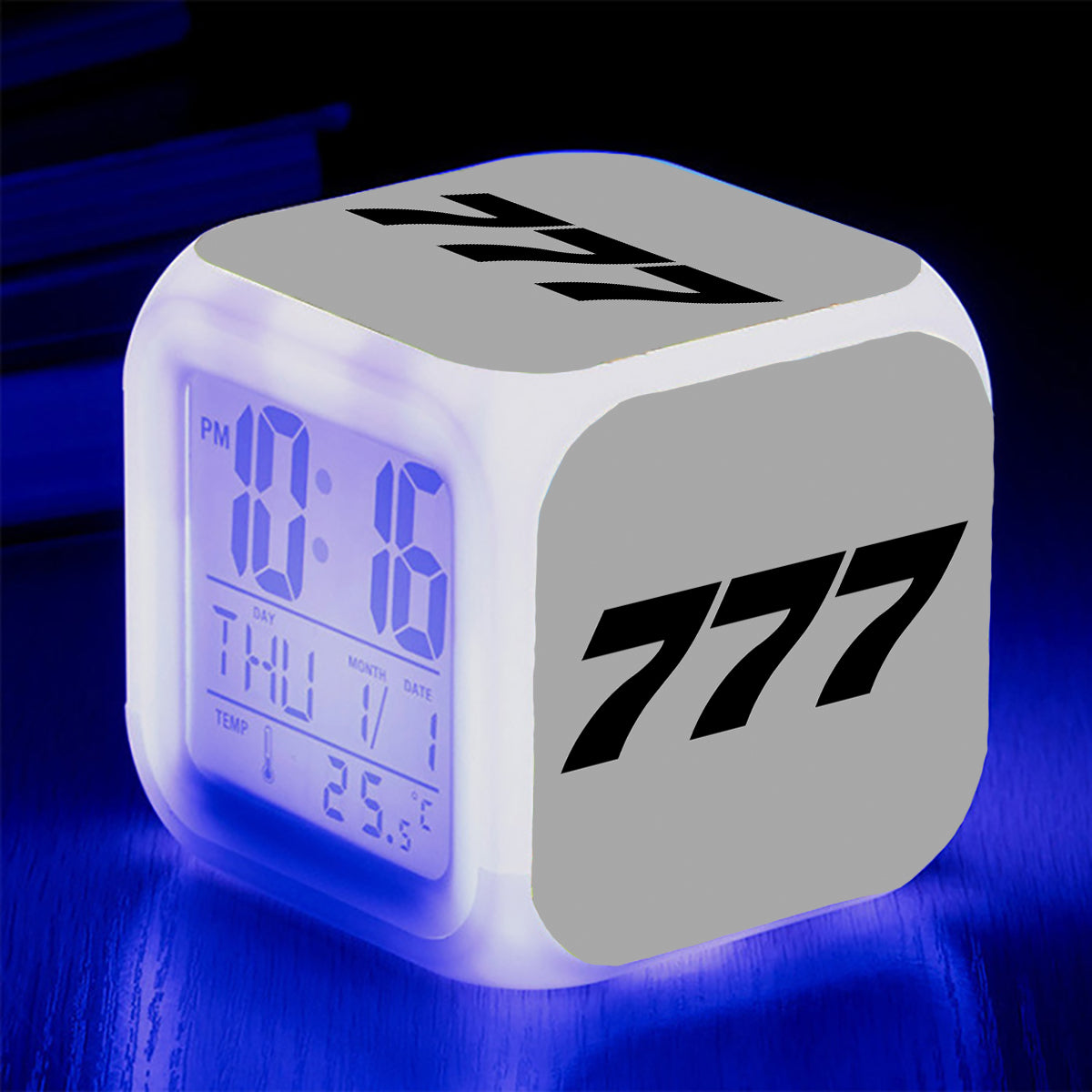 777 Flat Text Designed "7 Colour" Digital Alarm Clock